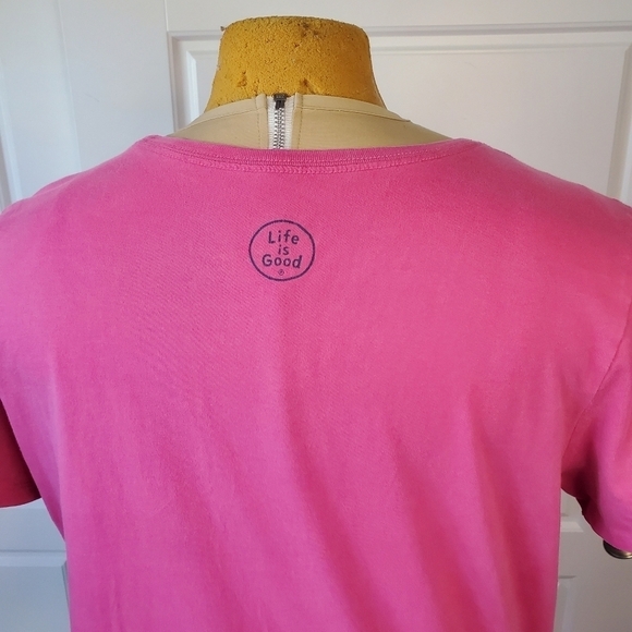LIFE IS GOOD SUNDAY FUNDAY HOT PINK SHORT SLEEVE T-SHIRT CRUSHER TEE WOMEN XL - Picture 5 of 11